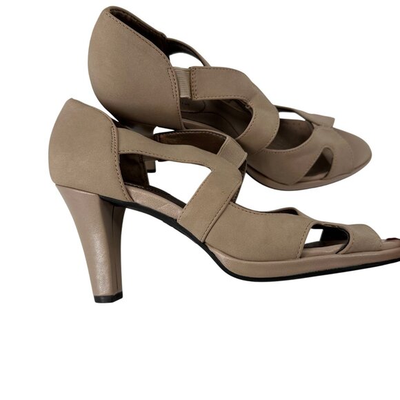 LifeStride Womens Beige Open-Toe Heels With Strappy Design 3-Inch Heel Size 7M - Picture 3 of 10